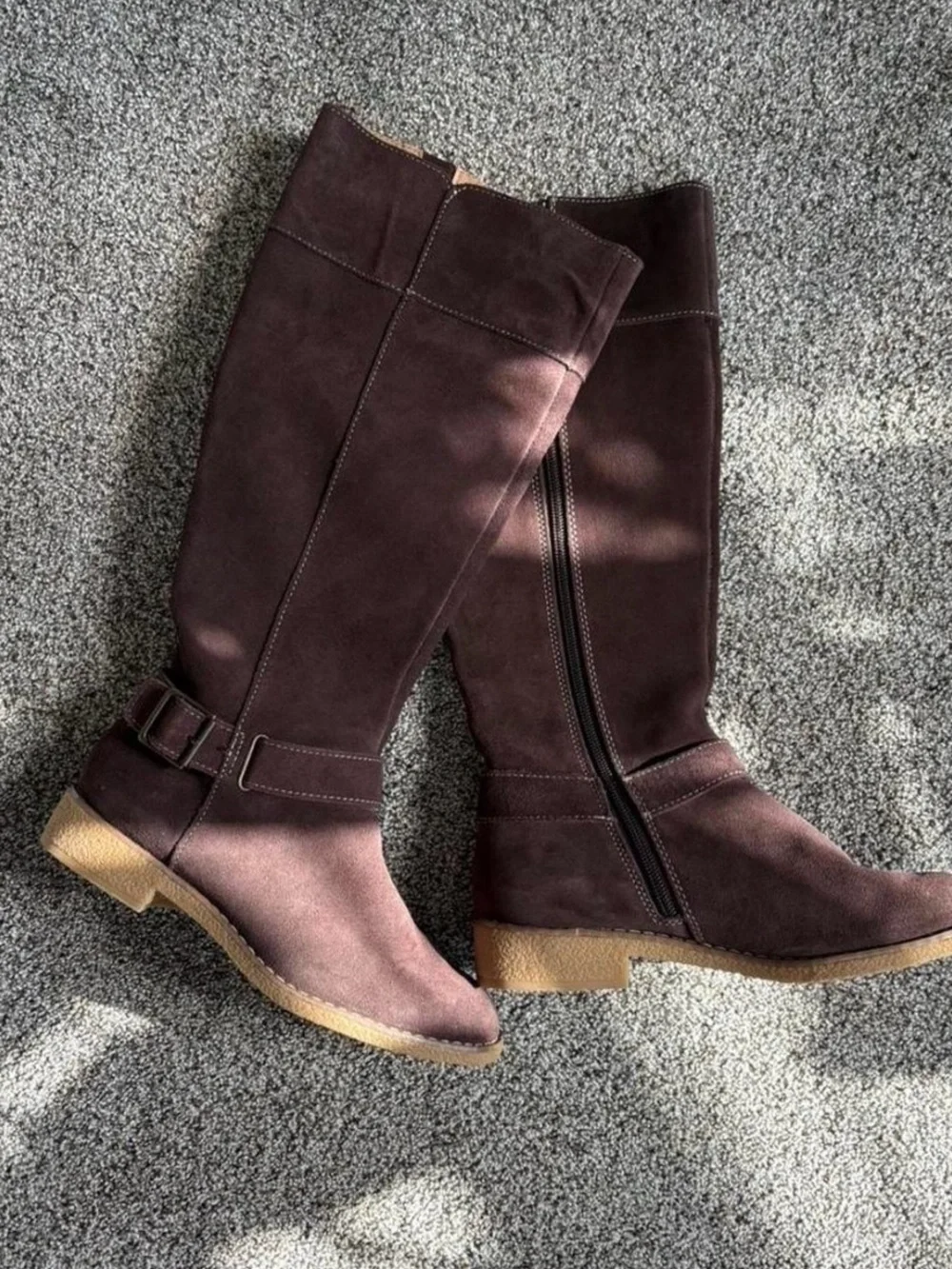 Tall Women's Suede Riding Boots - Dark Brown